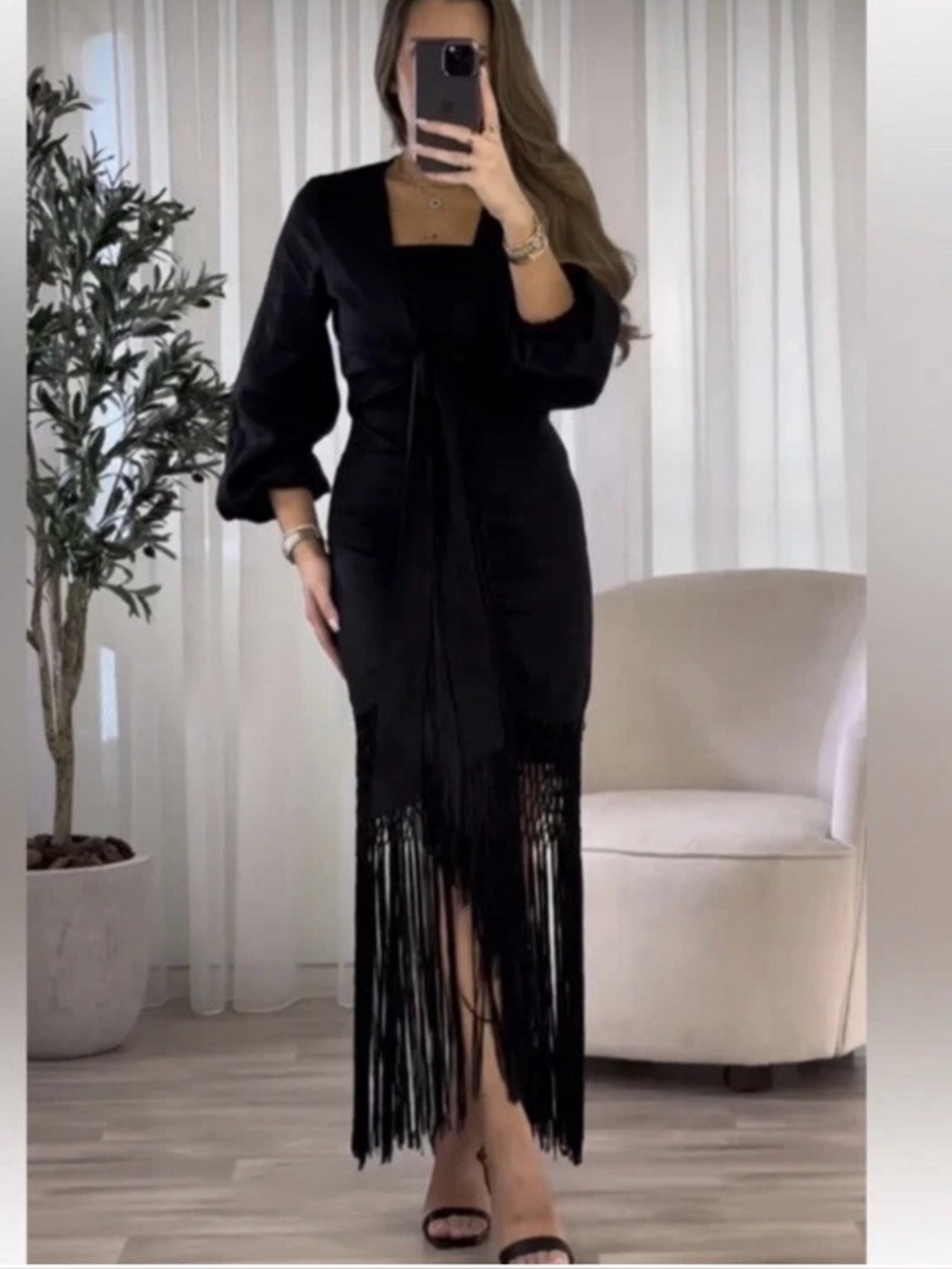 Zara | Fringed Linen Dress Limited Edition | Size S | NWT - Picture 5 of 14